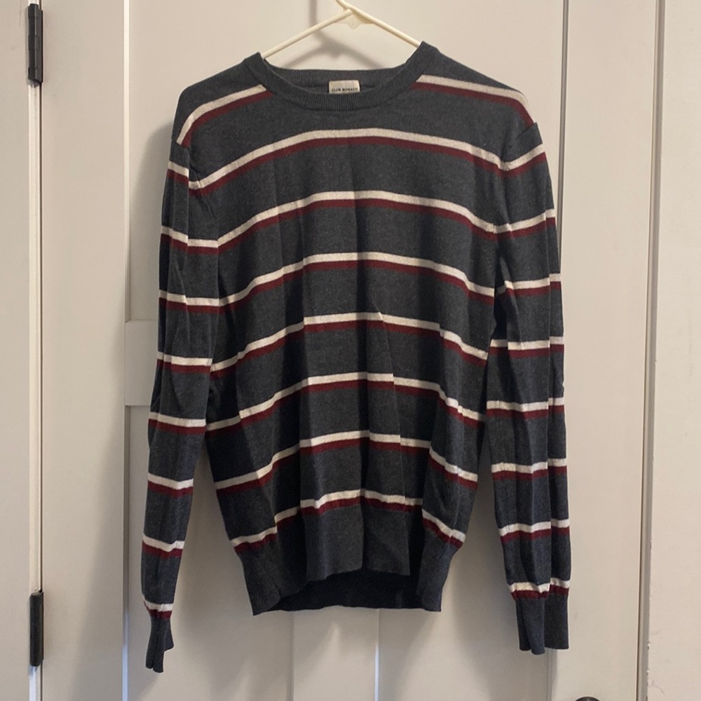 striped preppy crewneck sweater